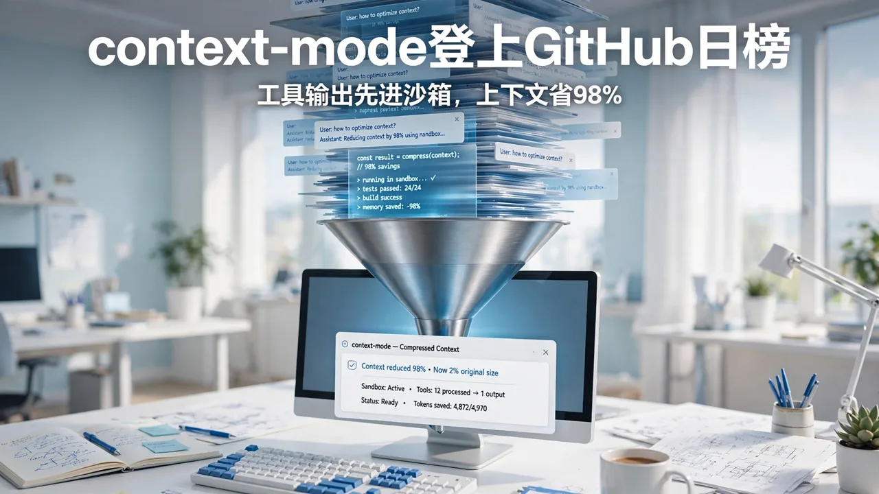 context-mode 登 GitHub 日榜：工具输出先进沙箱