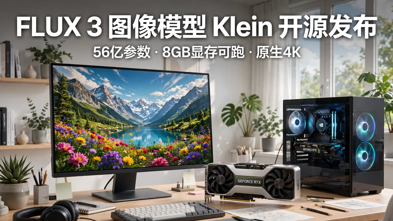 Black Forest Labs 发布 FLUX 3 Image Klein:56 亿参数开放权重图像模型,8GB 显存可跑