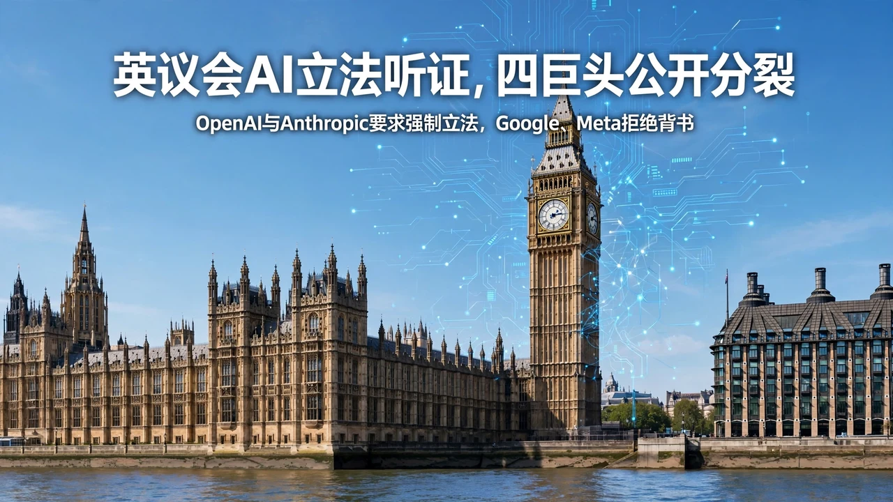 英国议会 AI 安全听证:OpenAI 与 Anthropic 要求强制立法,Google、Meta 拒绝背书