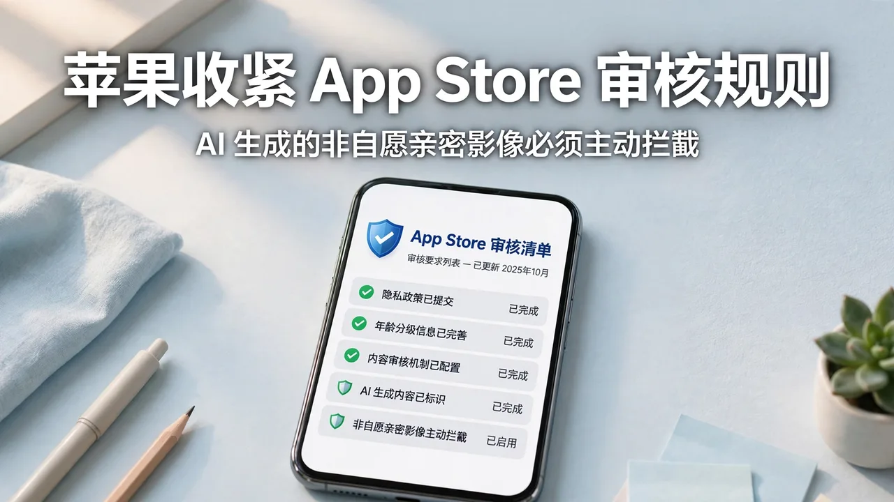 苹果更新 App Store 审核规则：AI 生成的非自愿亲密影像必须主动拦截
