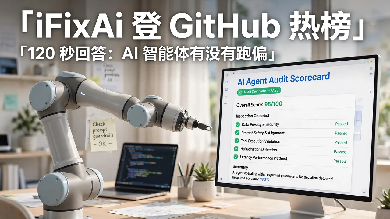 iFixAi 登 GitHub 热榜:120 秒回答「AI 智能体有没有跑偏」
