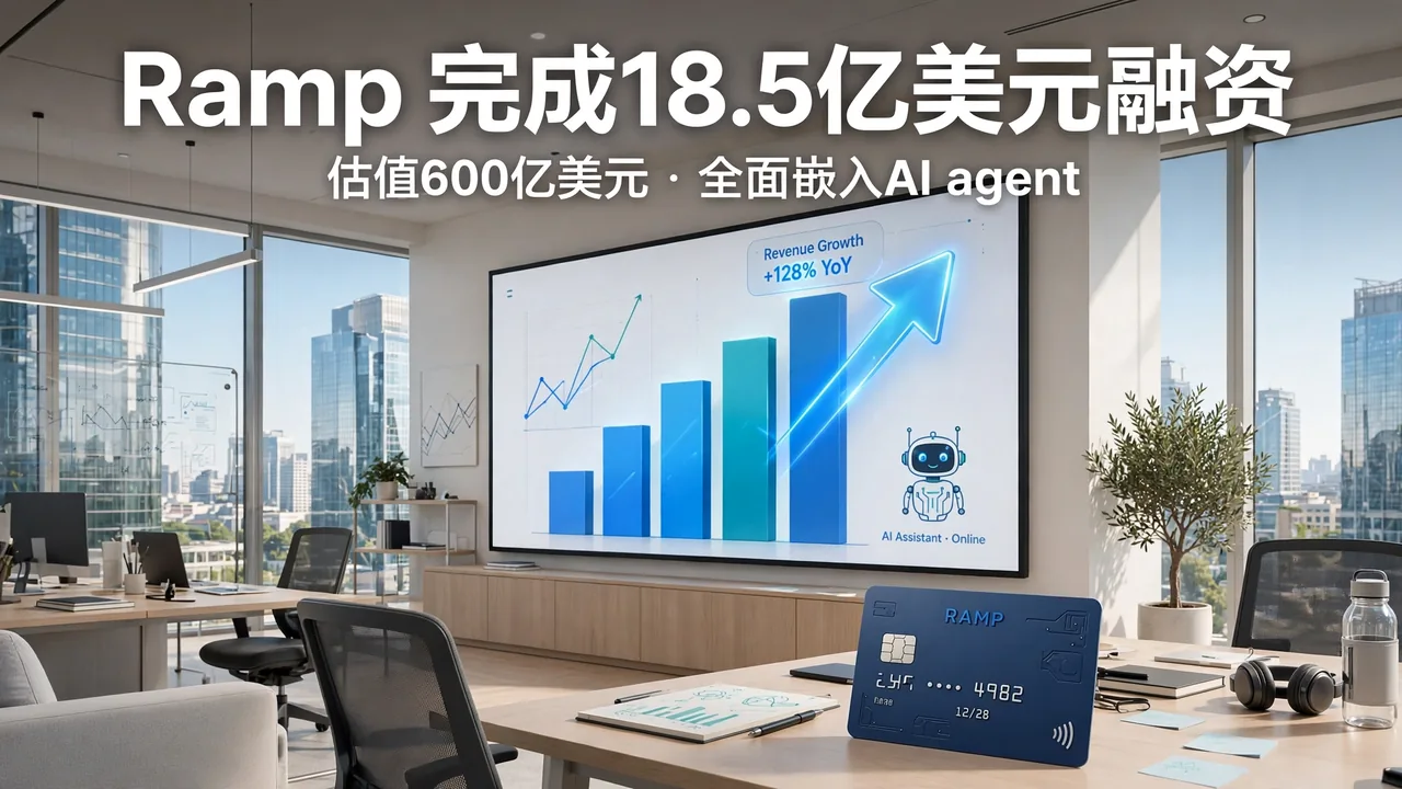 Ramp 完成 18.5 亿美元融资:估值 600 亿美元,全面押注 AI agent