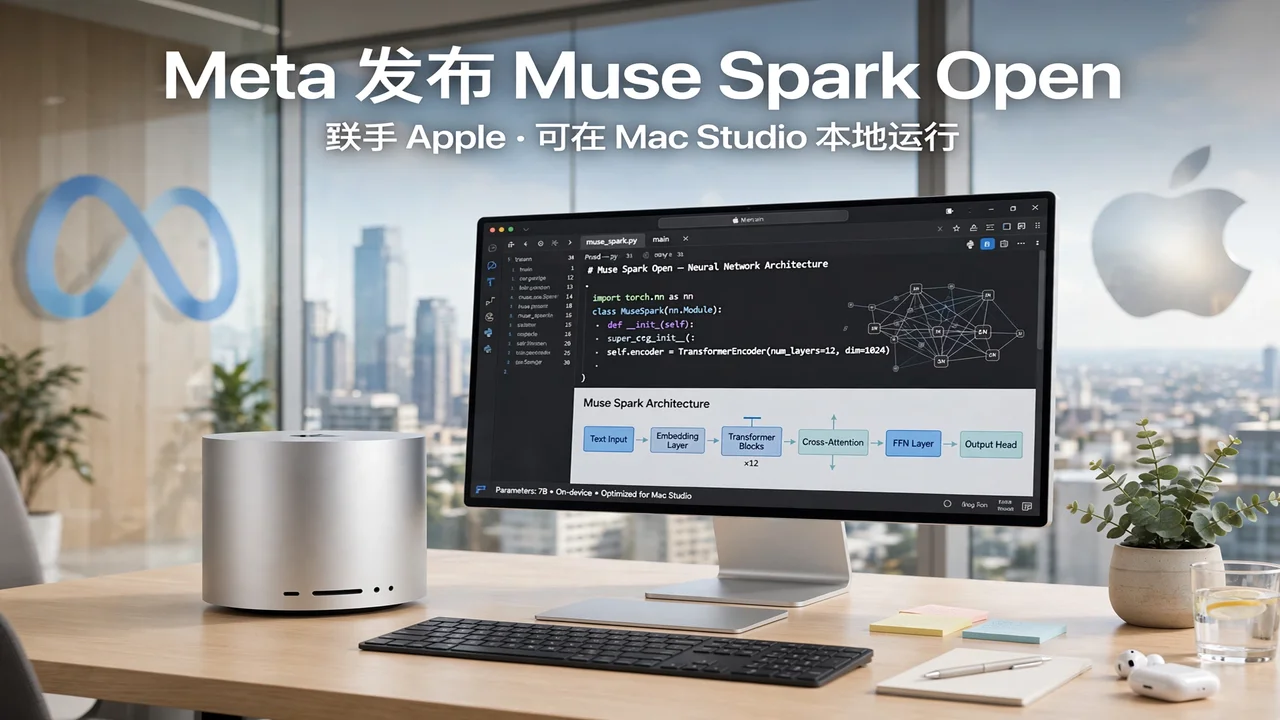 Meta 发布 Muse Spark Open：与 Apple 联手，8160 亿参数模型跑上 Mac Studio