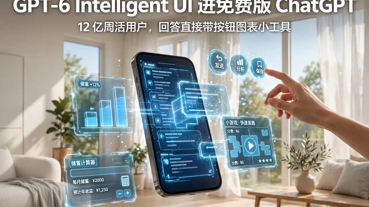 GPT-6 Intelligent UI 覆盖免费版 ChatGPT：回答直接带按钮、图表和小工具