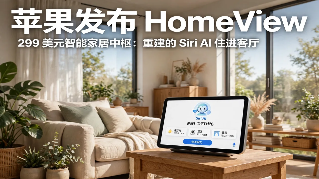苹果发布 299 美元智能家居中枢 HomeView:重建的 Siri AI 住进客厅