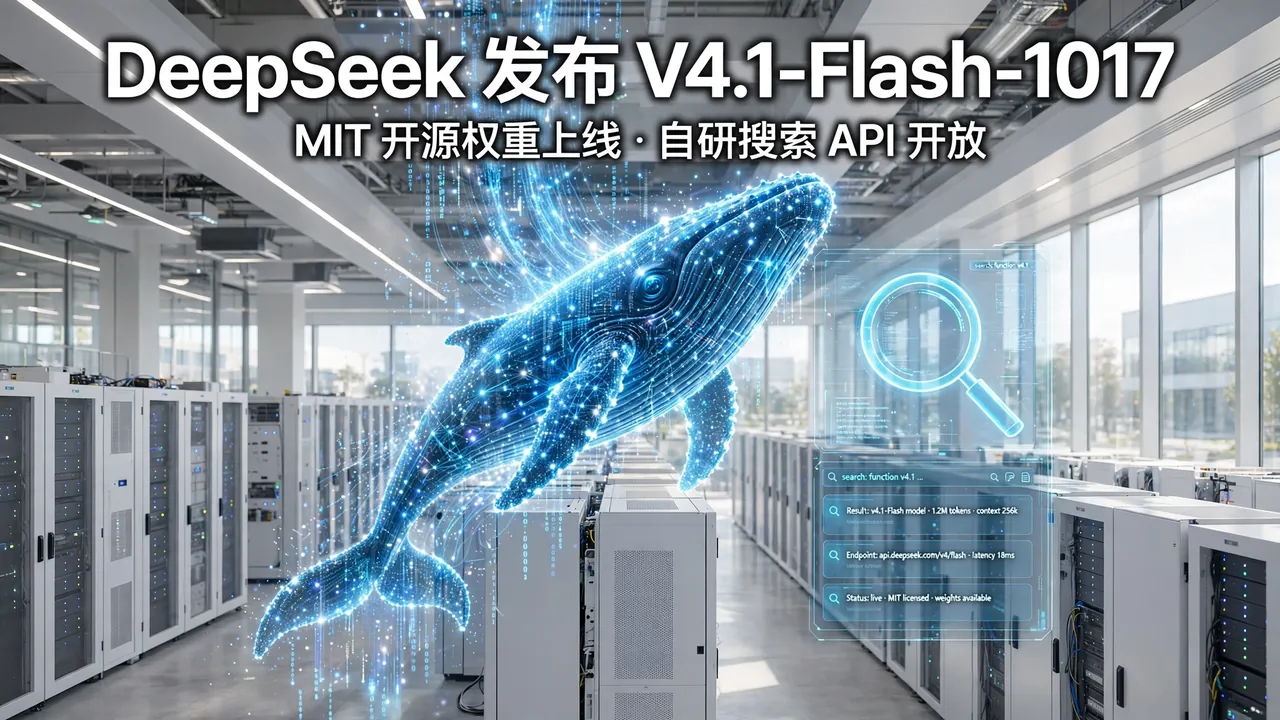DeepSeek V4.1-Flash-1017 发布：MIT 权重开源，自研搜索 API 上线