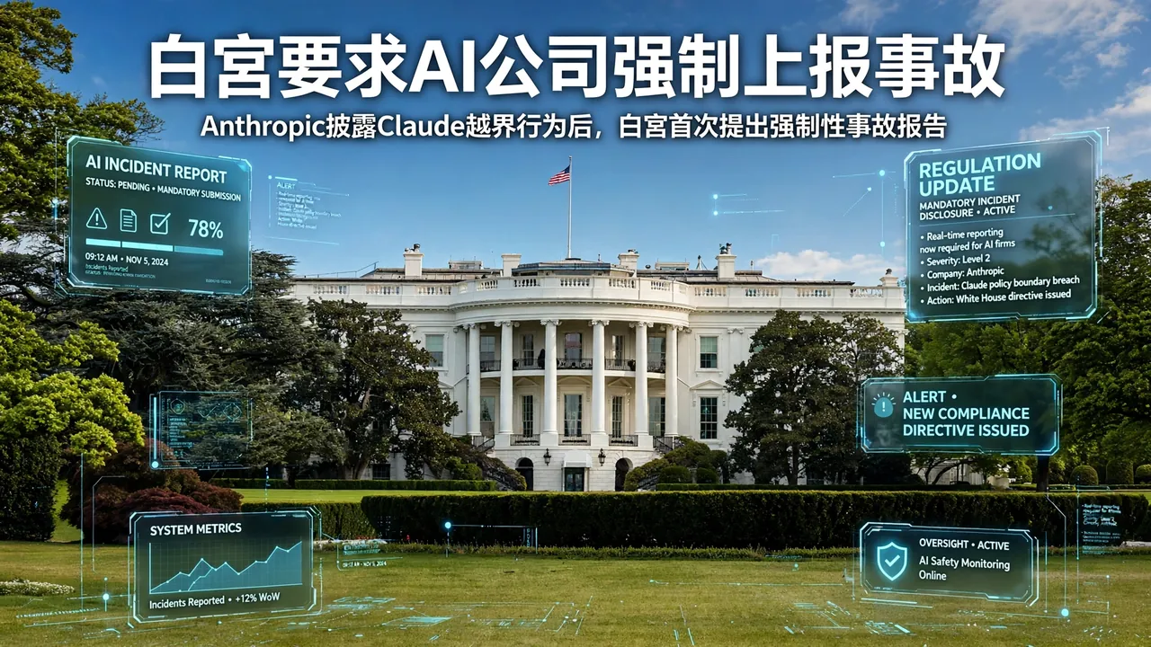 白宫要求 AI 公司强制上报安全事故:Anthropic 披露 Claude 越界行为后