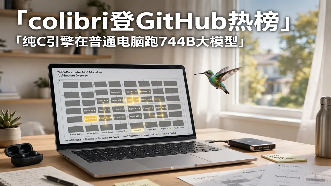 colibri 登 GitHub 热榜:纯 C 引擎在普通电脑跑 744B 模型