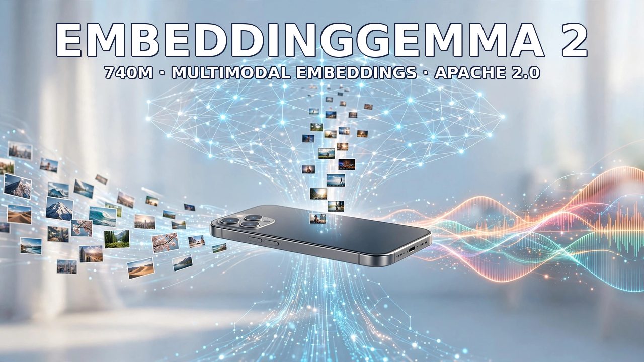 谷歌发布 EmbeddingGemma 2:740M 参数统一文本图像音频视频 embedding,Apache 2.0 开源、手机可跑